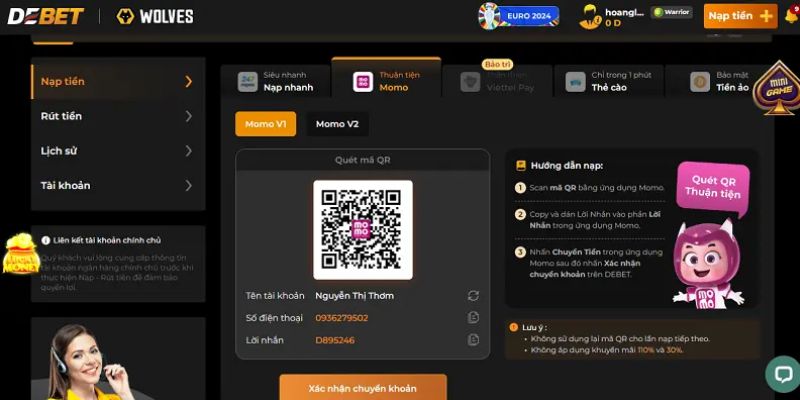 Nạp tiền Debet: Cách chuyển tiền vào tài khoản đơn giản 4 Giao dịch qua Momo tiện lợi