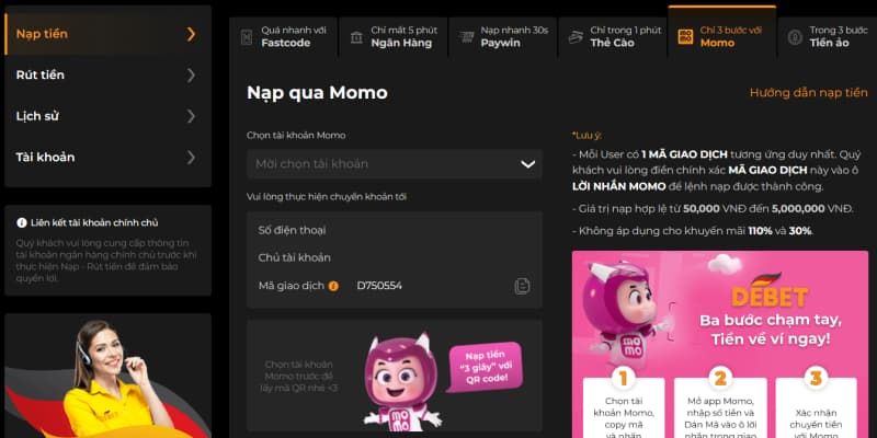 Nạp tiền Debet: Cách chuyển tiền vào tài khoản đơn giản 6 Lỗi mà người chơi hay gặp khi giao dịch chuyển vốn